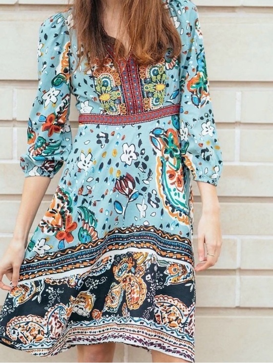 Anthropologie Dresses & Skirts - Anthropologie Akemi + Kin Karmina Blue Beaded Floral Paisley Midi Dress Size 4
